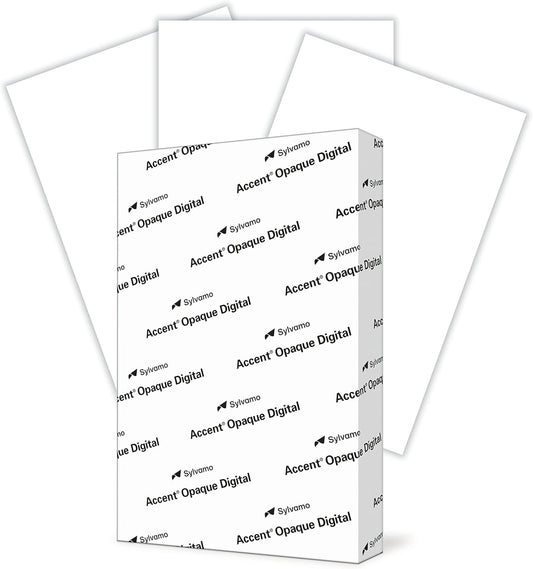 Accent Opaque 17" x 11" white cardstock paper, 100lb, 271gsm – 200 sheets (1 ream) – premium smooth heavy cardstock, printer paper for invitations, menus, business cards – 188093R