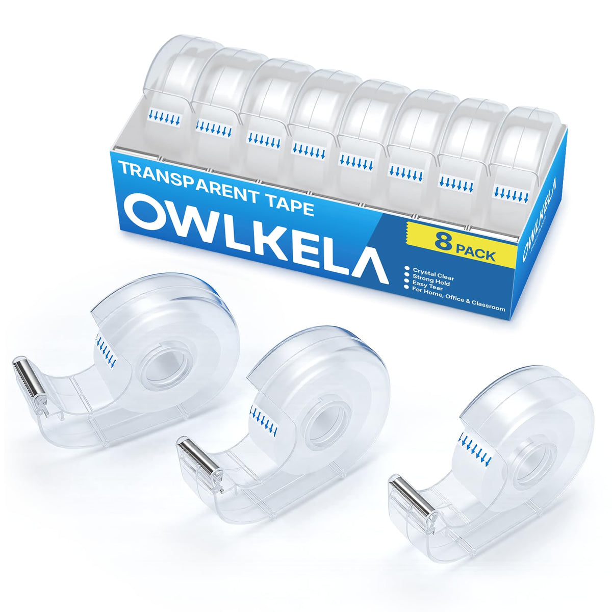 OWLKELA 16 Pcs Clear Tape Dispensers, 1 Inch Blue Core