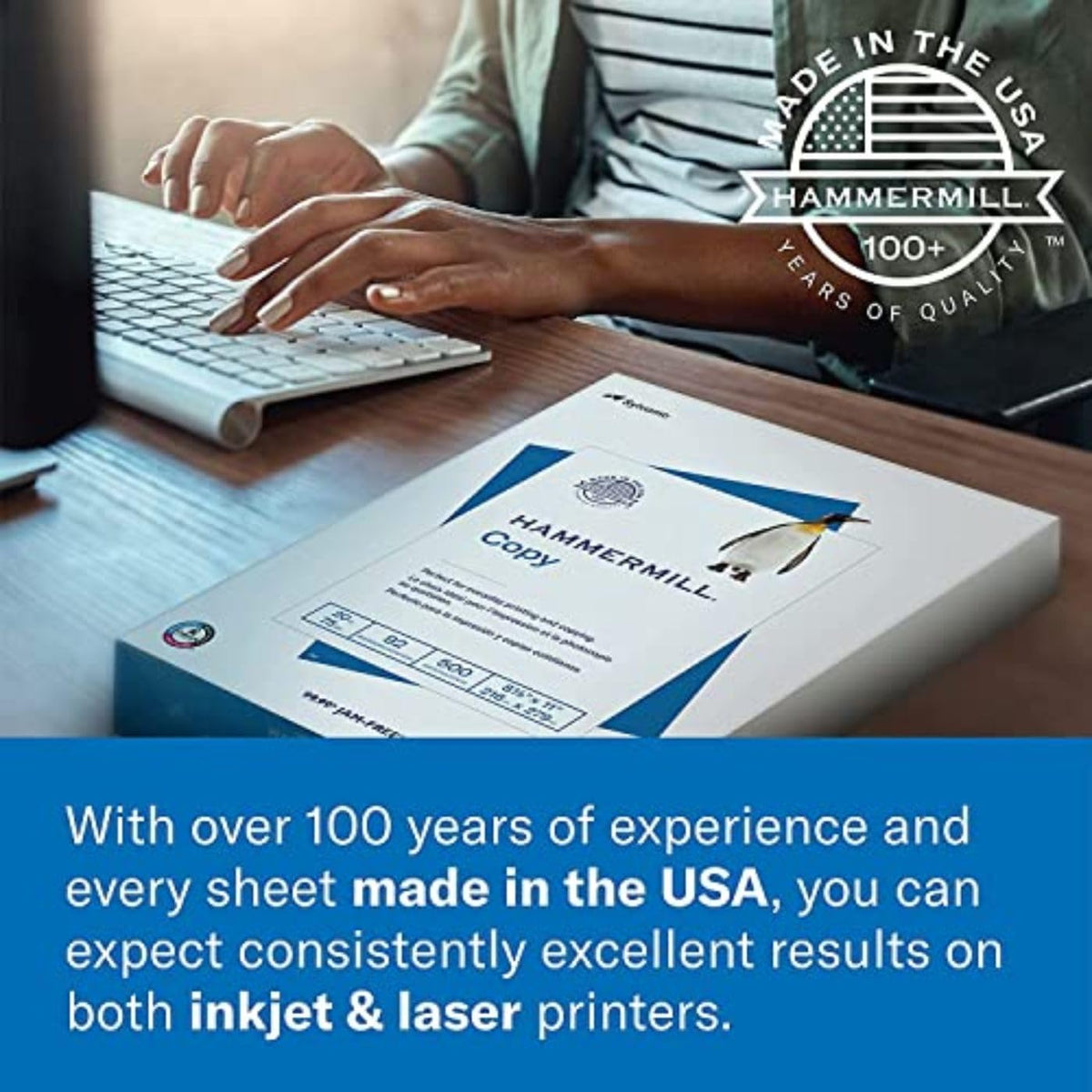 Hammermill Printer Paper, Premium Color 28 lb Copy Paper, 8.5 x 11-1 Ream (500 Sheets) - 100 Bright, Made in the USA, 102467R