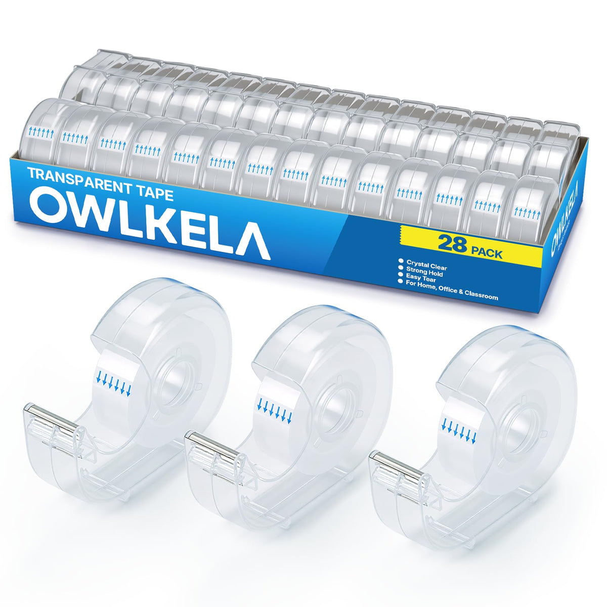 OWLKELA 32 Pcs Clear Tape Dispensers, 1 Inch Blue Core