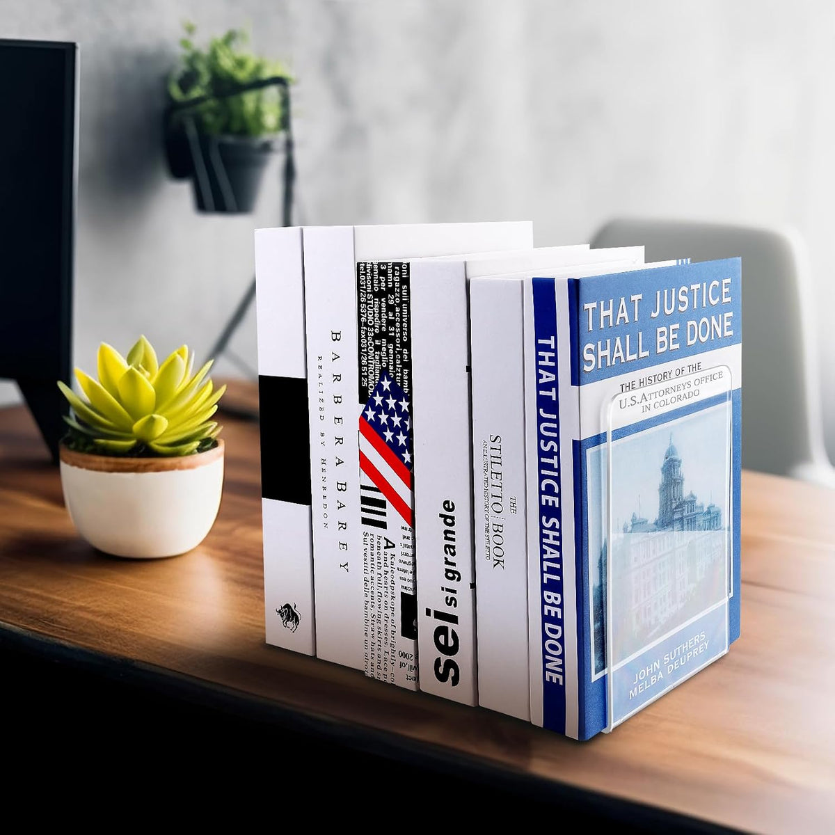 10 Pcs Clear Acrylic Bookends, Heavy Duty Book Ends for Shelves