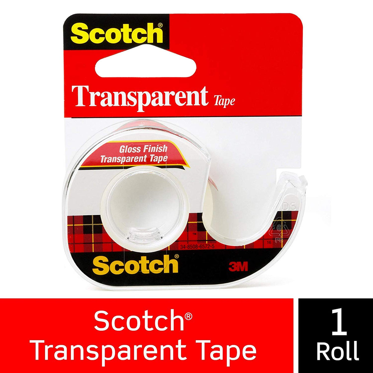 Scotch Brand Transparent Tape, Versatile, Glossy Finish, Engineered for Office and Home Use, 1/2 x 450 Inches, 1 Dispensered Roll (144) (12)