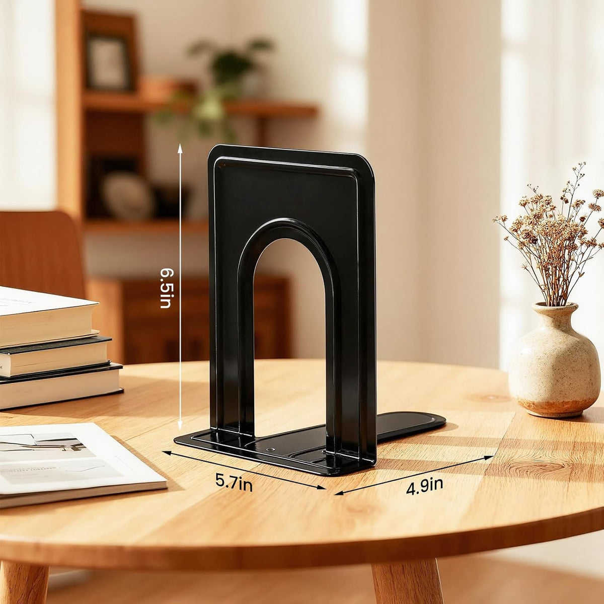 HappyHapi 14 Pairs Book Ends, Heavy Duty Bookends for Shelves, Black