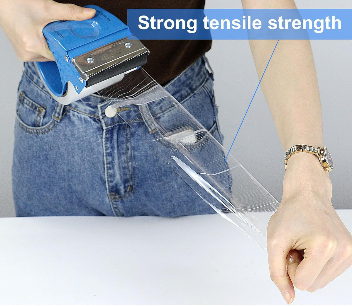 3 Inch Wide Packing Tape with Dispenser,2.4 Mil x 55 Yards Heavy Duty Packaging Tape Refill for Shipping,Industrial Grade,Urtal Strong Boxing Tape for Moving,Mailing and Storages (Clear)