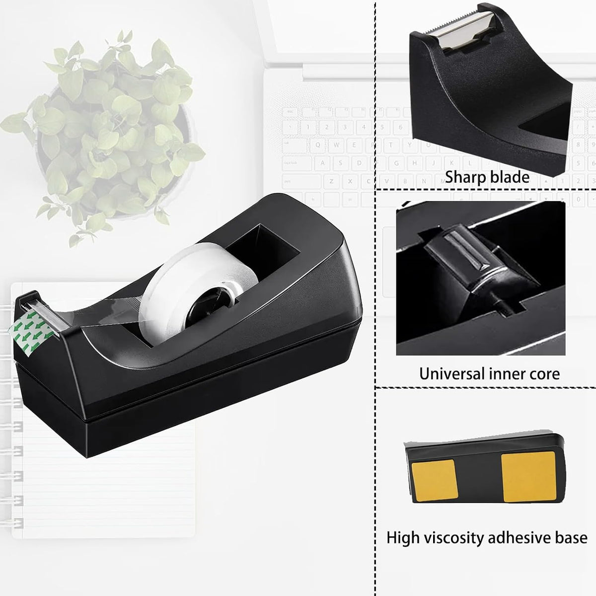 Transparent Tape with Dispenser 6 Pack Tape Dispensers Desk unweighted Non Skid Base Desktop Dispenser Bulk for Office Home School