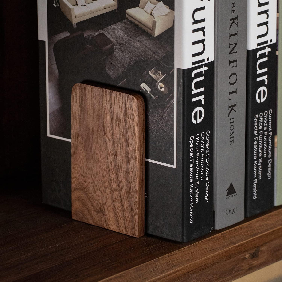 muso wood Walnut Book Ends for Shelves, 1 Pair