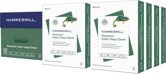Hammermill Cardstock, Premium Color Copy Cover, 80 lb, 8.5 x 11-8 Pack (2,000 Sheets) - 100 Bright, Made in the USA Card Stock, 120023C