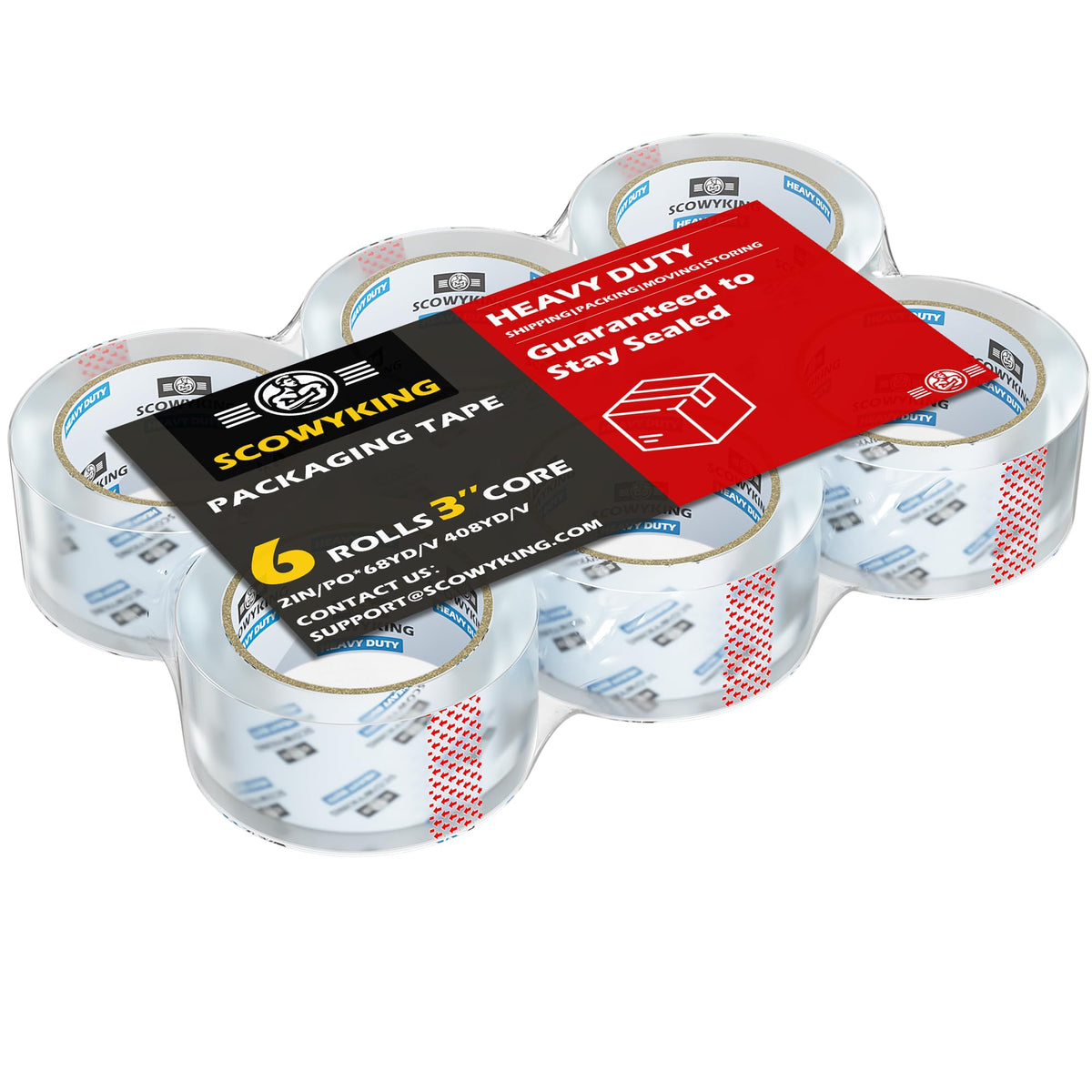 Clear Packing Tape Refills Heavy Duty,12 Pack,2.7 Mil,1.88"×68 Yd