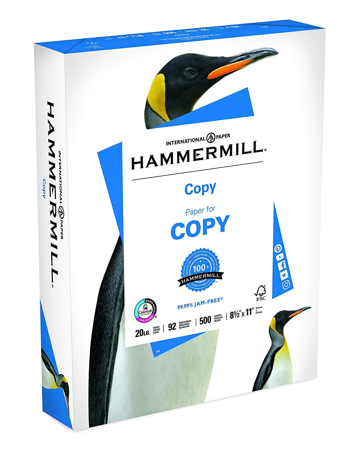 Hammermill A4 Paper, 20 lb Copy Paper (210mm x 297mm) - 92 Bright, Made in the USA - 10 Ream (5,000 Sheets)