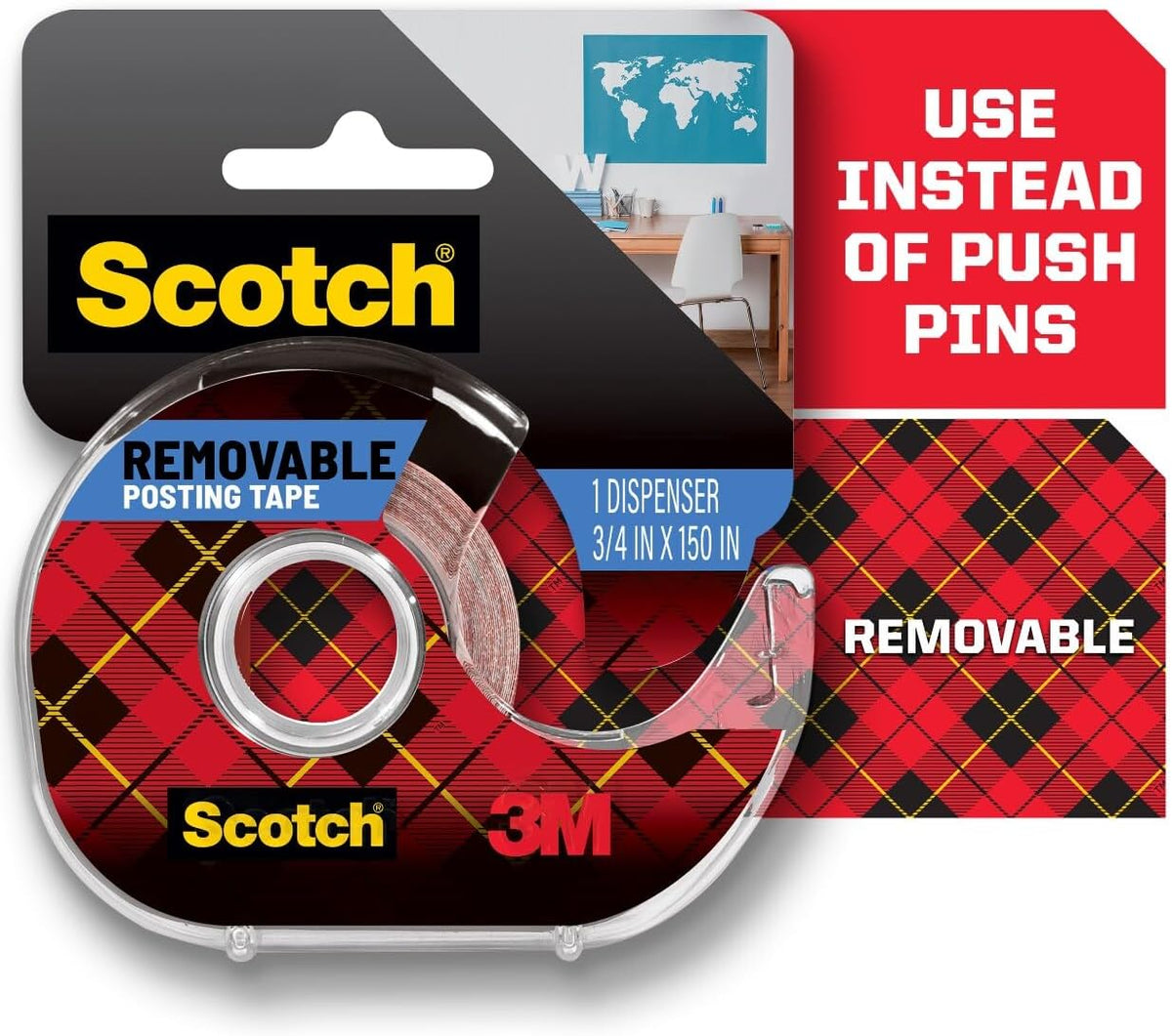Scotch Mounting, Fastening & Surface Protection Scotch Removable Poster Tape, 3/4 x 150 Inches, 3 Pack, 109-3