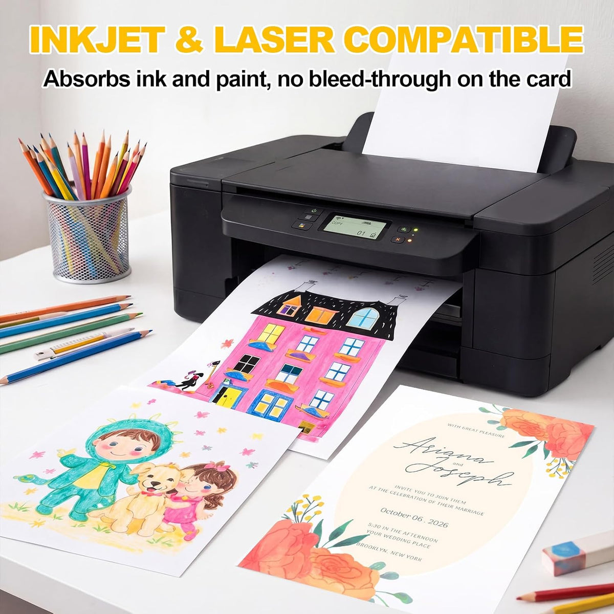 8.5"x11" White Cardstock, 300 Sheets Card Stock 110lb Printer Copy Paper