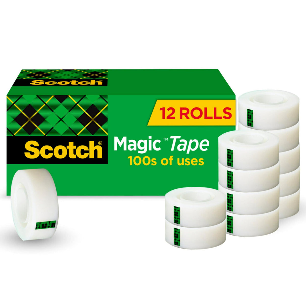 Scotch Magic Tape, Invisible, 12 Rolls