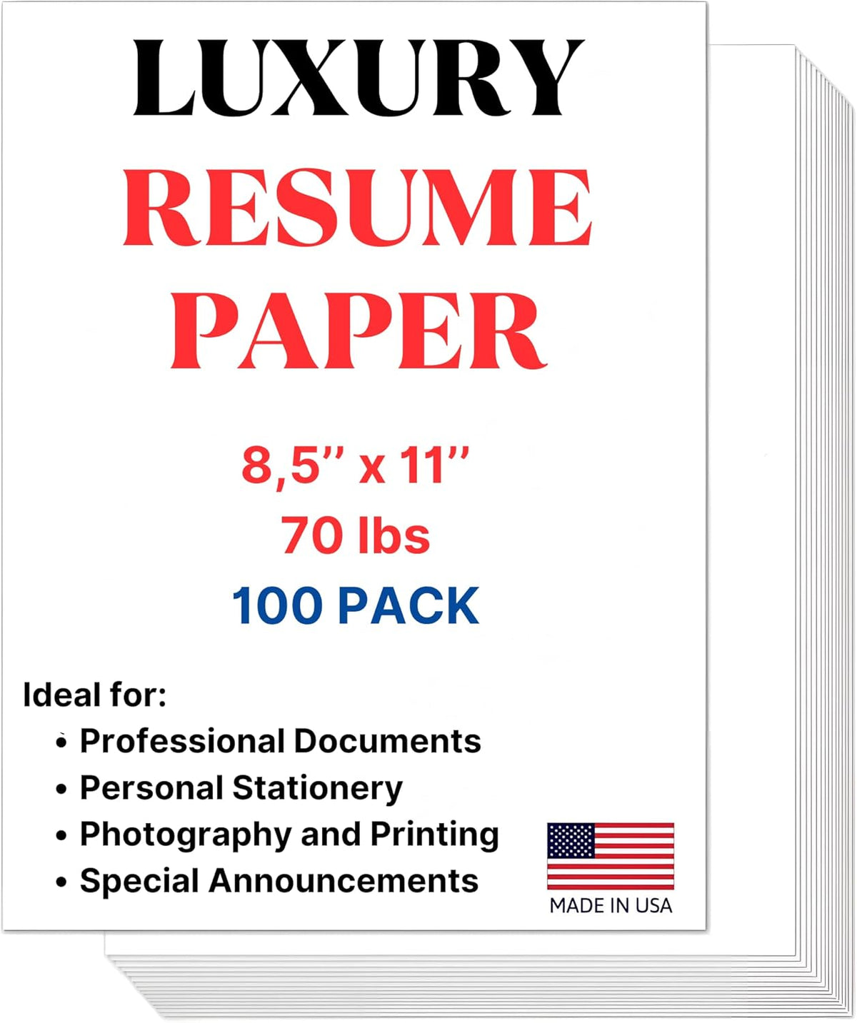 Cranium Press 70lb Luxury Resume Paper, Bright White 8.5" x 11" Business Paper | 100 Sheets, Perfect for for Resumes, Letterhead, Invitations, and Professional Documents