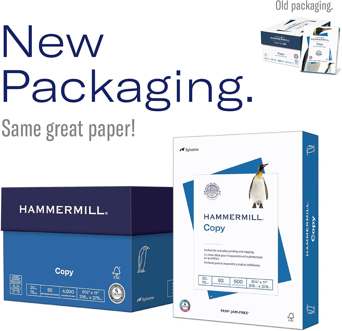 Hammermill Printer Paper, 20 lb Copy Paper, 8.5 x 11-1 Ream (500 Sheets) - 92 Bright, Made in the USA (Pack of 2)