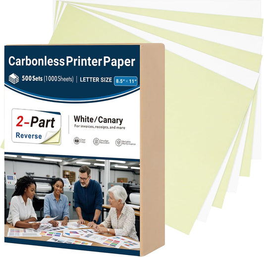 500set 2 Part Carbon Copy Paper 8.5x11in Reverse Carbonless Printer Paper