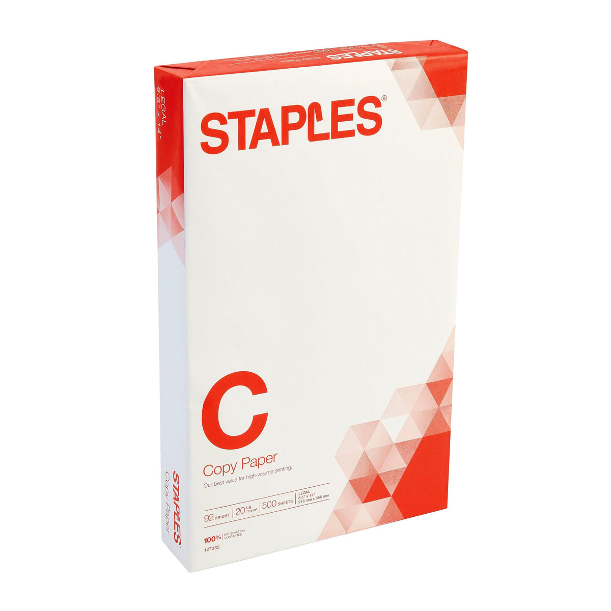Staples Copy Paper, 11x17 Inch Ledger Size, 92 Brightness, 20 lb., 500/Ream