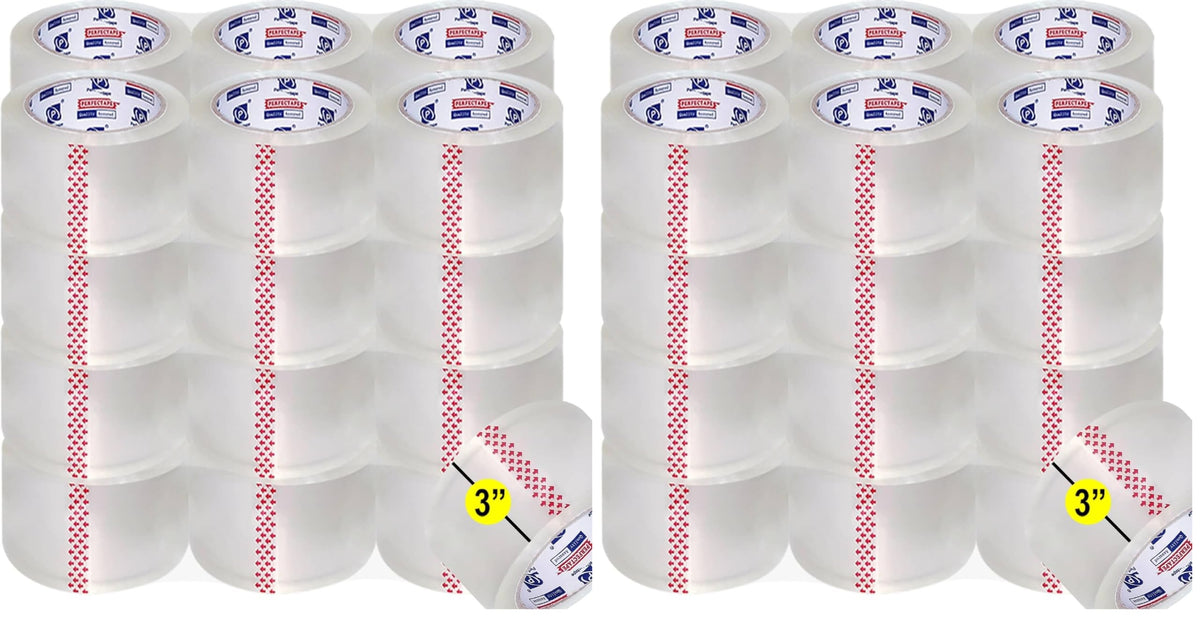 PERFECTAPE 3" Heavy Duty Packing Tape 6 Rolls, Total 390Y, Clear, 2.7 mil, 3 inch x 65 Yards, Ultra Strong, Refill for Packaging and Shipping(3" Width, not 2" Width)