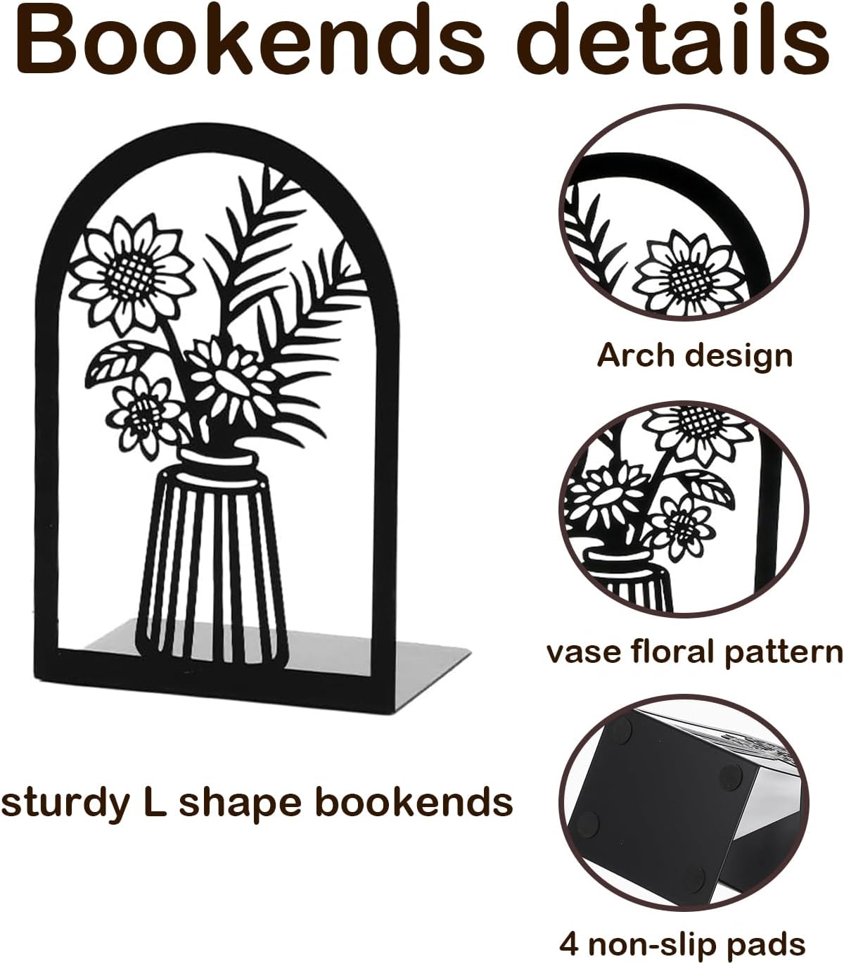 3 Pair Book Ends Decorative Bookends for Shelves 6.7x4.7x3.5 Inch