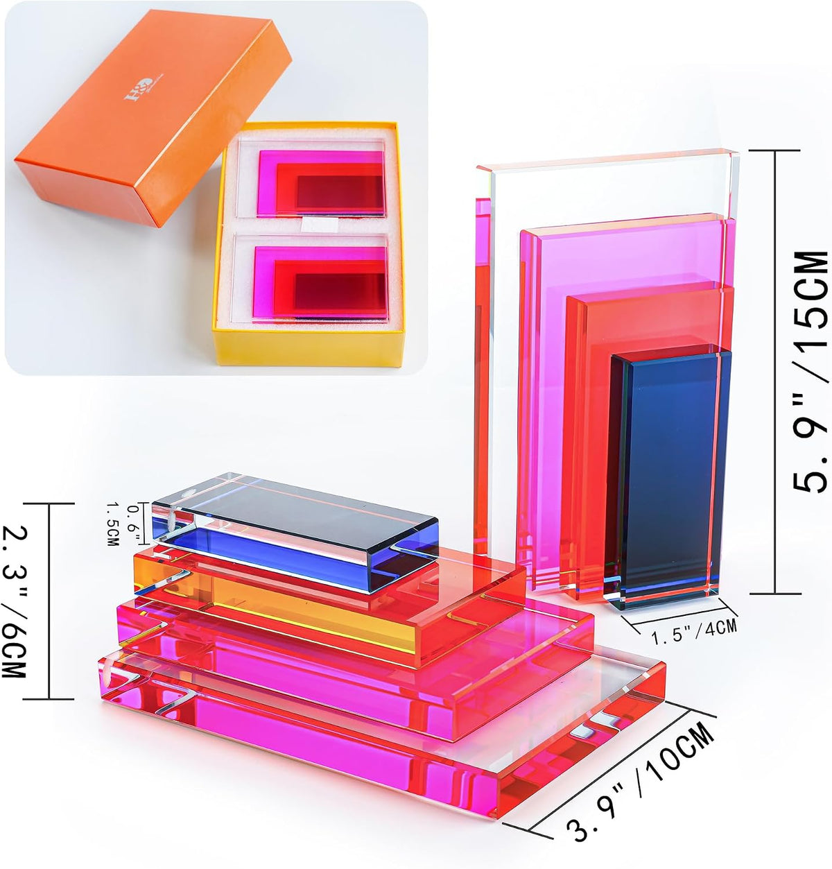 6Lbs Crystal Geometric Bookends Non-Skid Sturdy Shelf Decor