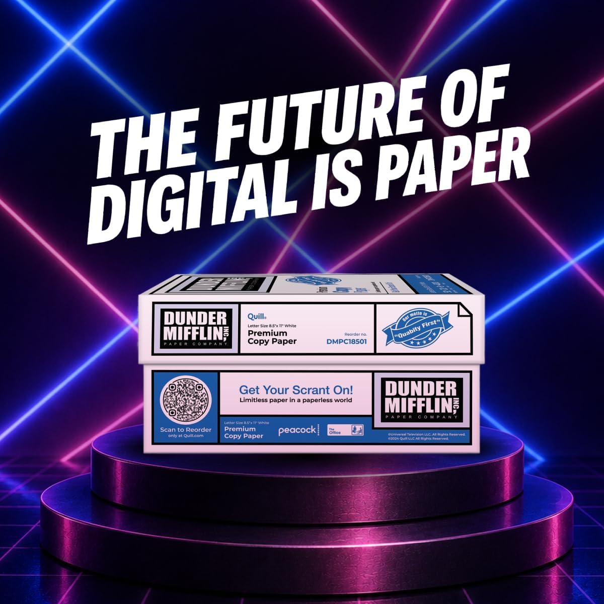 The Office™ Dunder Mifflin Copy Paper by Quill, 8.5" x 11", 20 lb., 92 Bright White, 8 Reams/4,000 Sheets | Multipurpose Paper for Printers, Copiers & Inkjet Printing