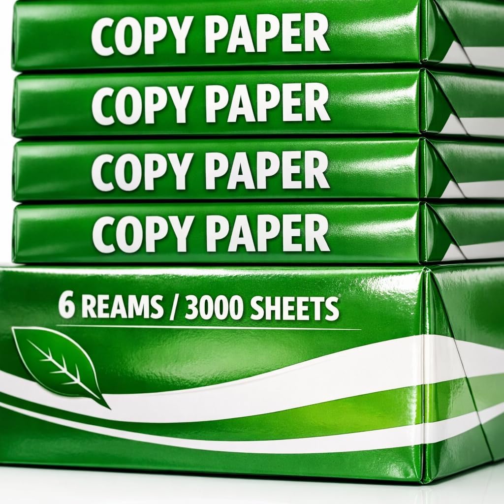 Made in USA Printer Paper – 20 lb Copy Paper, 8.5 x 11 Letter Size, 6 Reams (3,000 Sheets), 92 Bright White Multipurpose Office Paper for Laser Inkjet Home School Work