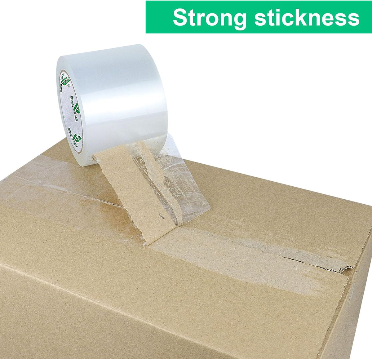 BOMEI PACK 3Inch Wide Clear Silent Packing Tape, 6Rolls 2.4Mil X 60Yds Heavy Duty No Noise Quiet Tape 3” for Moving, Shipping, Mailing, Storage and Packaging