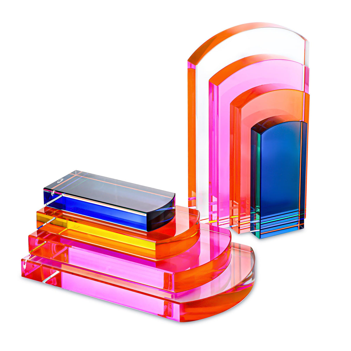 6Lbs Crystal Geometric Bookends Non-Skid Sturdy Shelf Decor