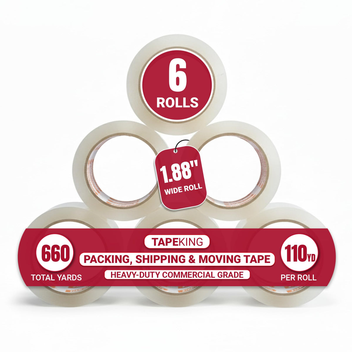 Tape King Clear Packing Tape 3 Inch Wide (24 Rolls) | Heavy Duty Packing Tape 2.7mil Strong Adhesive for Moving Boxes, Shipping Cartons, Office Use, Storage & Wrapping (1440 Yards)