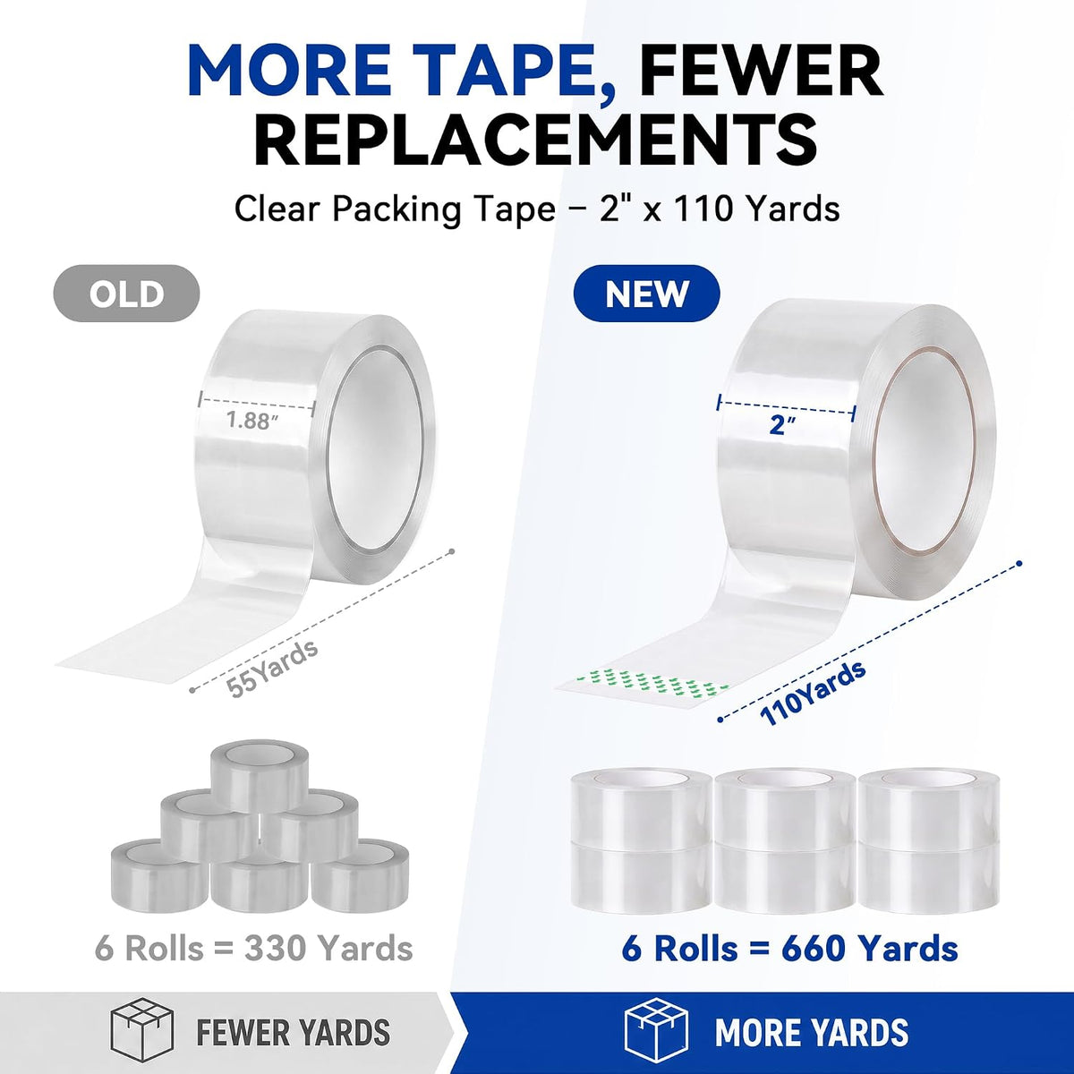 Clear Packing Tape, 110 Yards Heavy Duty Packaging Tape 12 Rolls