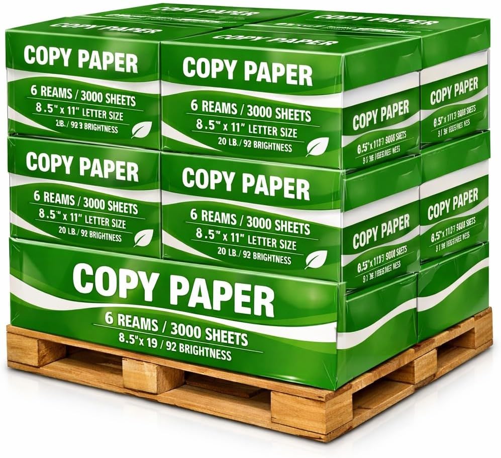 Made in USA Printer Paper – 20 lb Copy Paper, 8.5 x 11 Letter Size, 6 Reams (3,000 Sheets), 92 Bright White Multipurpose Office Paper for Laser Inkjet Home School Work