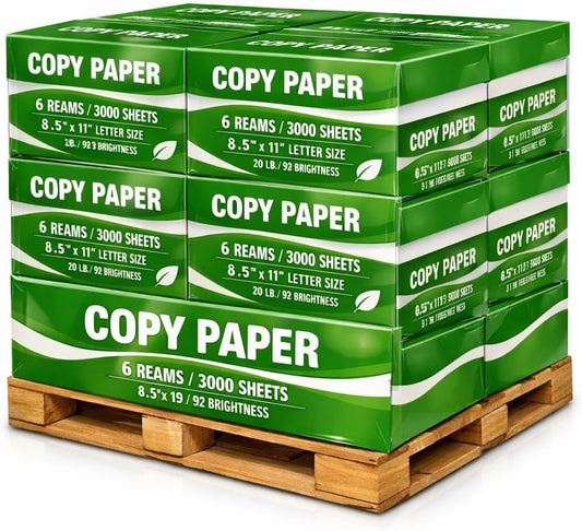 Made in USA Printer Paper – 20 lb Copy Paper, 8.5 x 11 Letter Size, 6 Reams (3,000 Sheets), 92 Bright White Multipurpose Office Paper for Laser Inkjet Home School Work