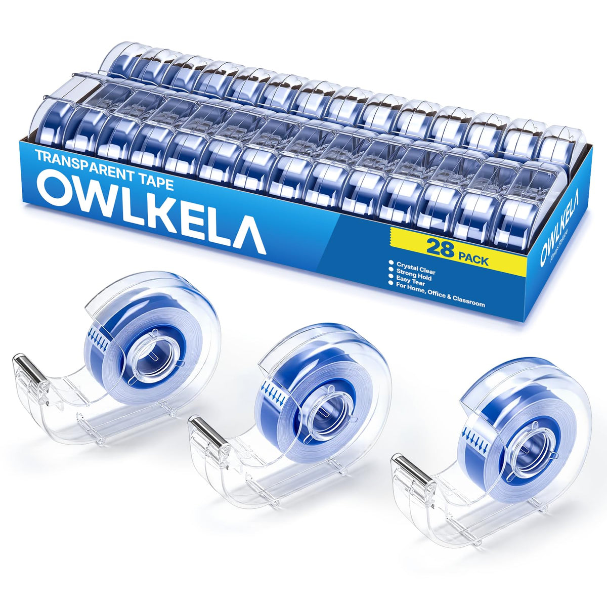OWLKELA 32 Pcs Clear Tape Dispensers, 1 Inch Blue Core