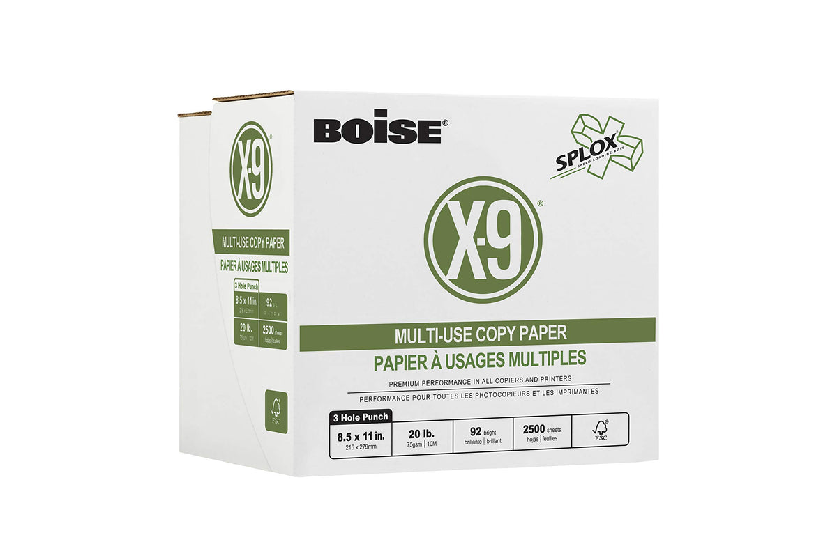Boise X-9 Multi-Use Printer & Copy Paper, 10 Reams, White, Legal (8.5in x 14in), 5000 Sheets Per Case, 20 Lb, 92 Brightness