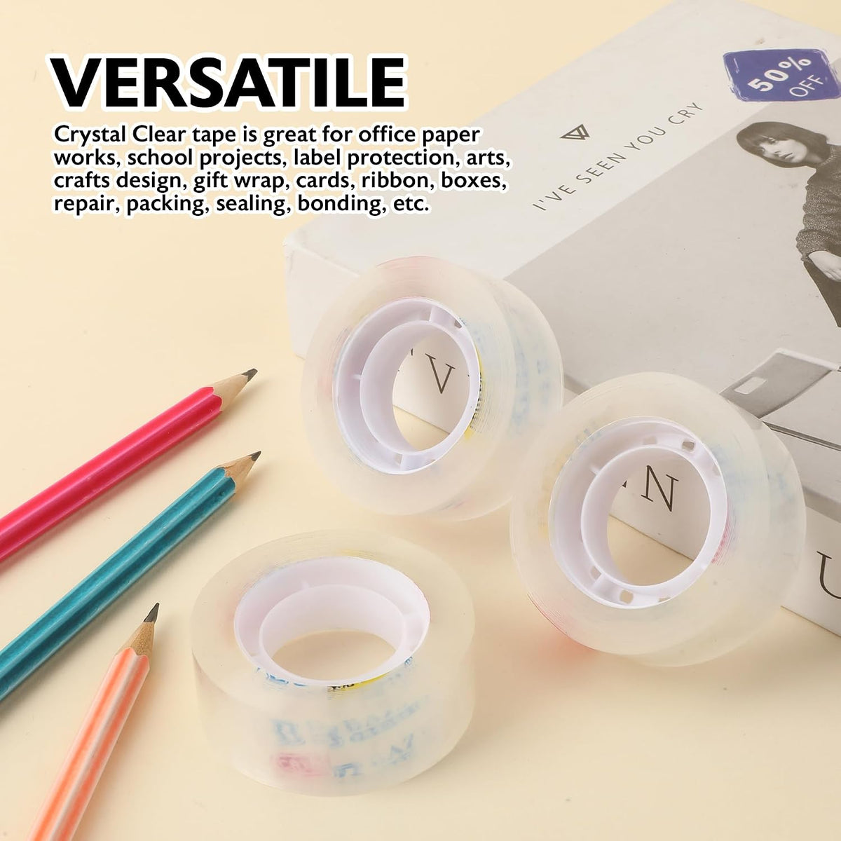 BAZIC PRODUCTS Crystal Clear Tape Refill, 3/4 in x 1000 in, 3 Ct, 24-Box