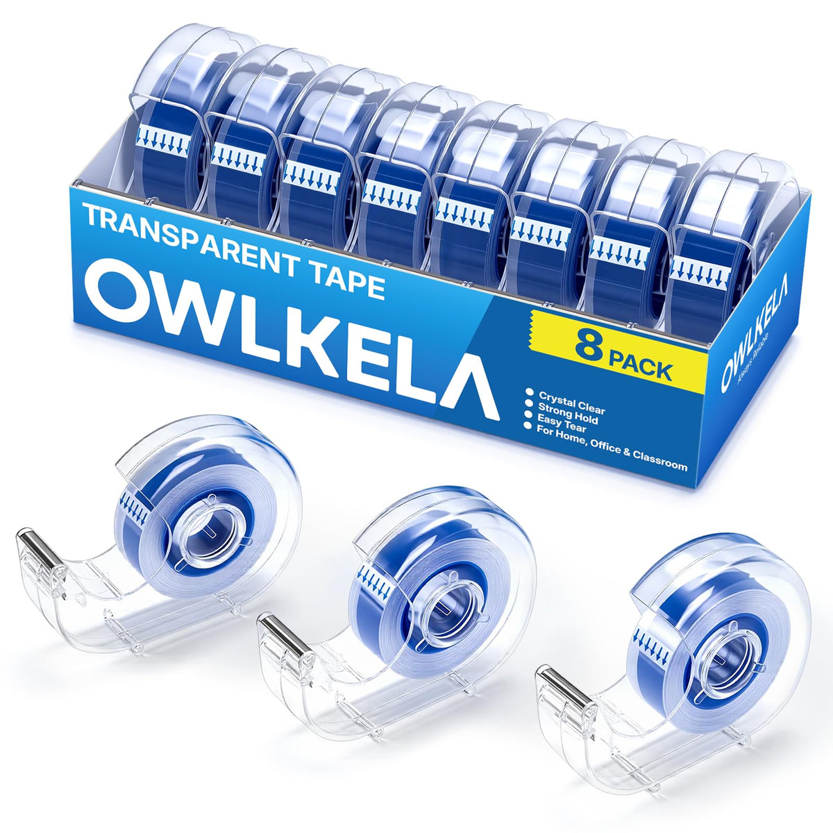 OWLKELA 32 Pcs Clear Tape Dispensers, 1 Inch Blue Core