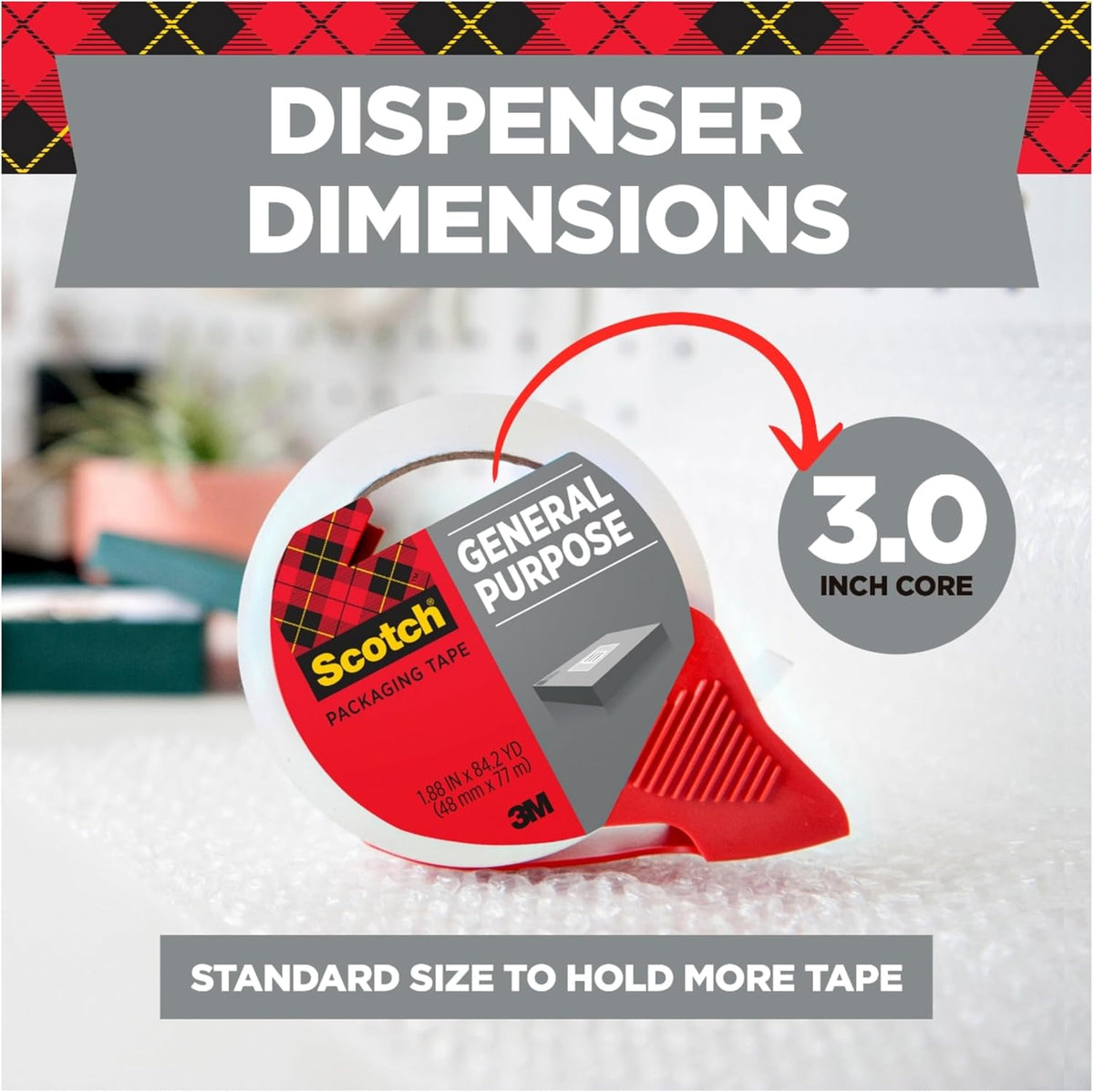Scotch General Purpose Packing Tape Refill, 1.88 in x 54.6 yd, 6 Rolls