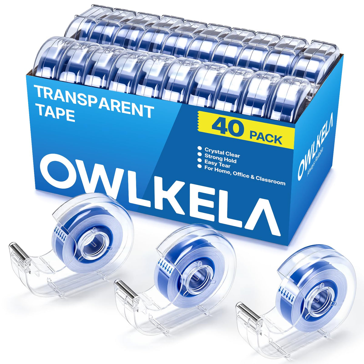 OWLKELA 32 Pcs Clear Tape Dispensers, 1 Inch Blue Core