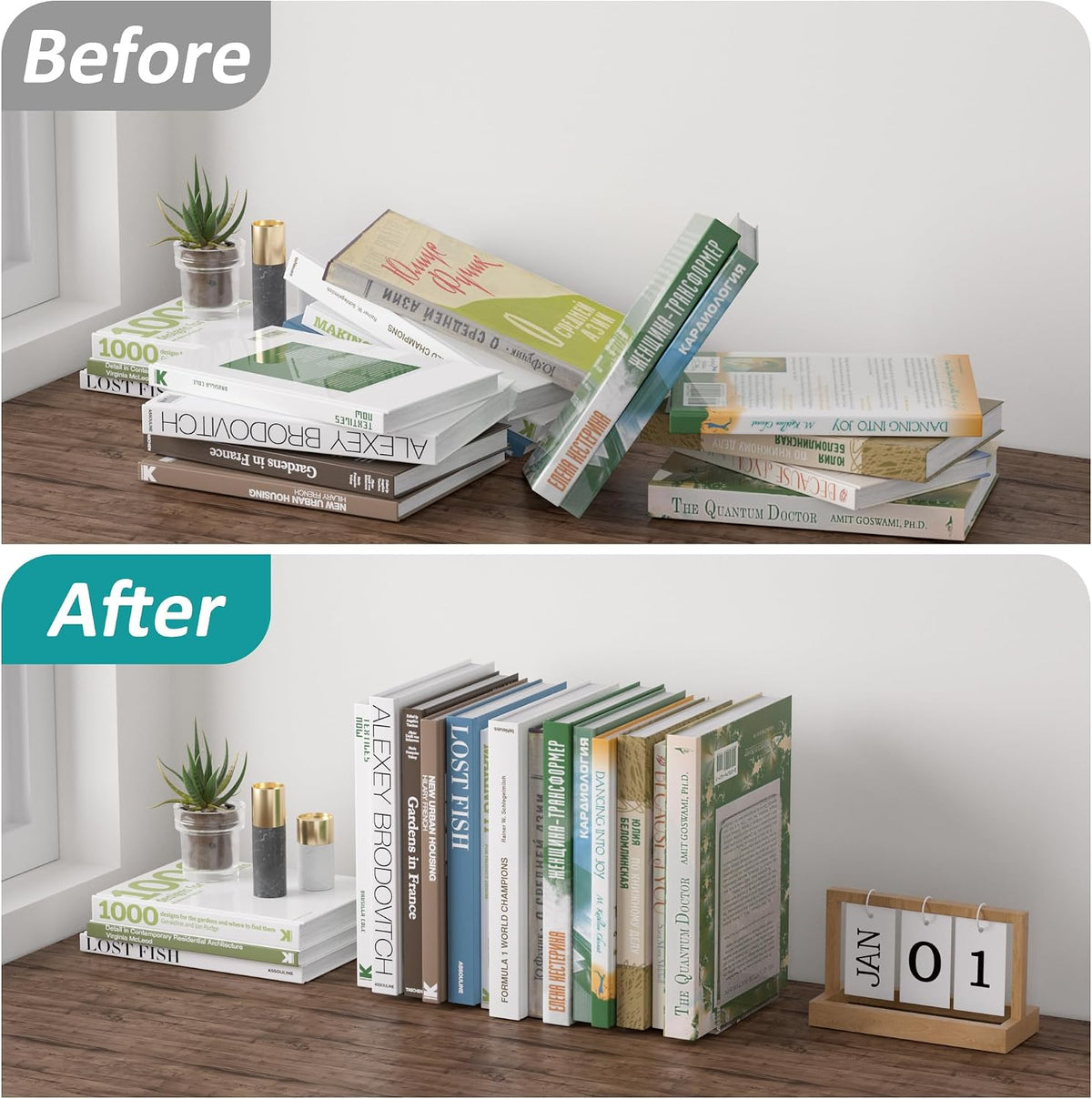Acrylic Bookends and Bookmark Blanks Sets, Pack of 8, Book Holder for Shelf, Clear Book Page Markers for DIY Painting