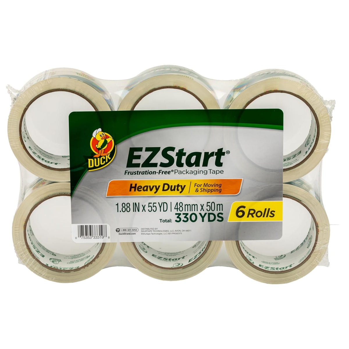 Duck Brand EZ Start Packing Tape Refill Rolls, 1.88 in x 54.6 Yds, 6 Rolls