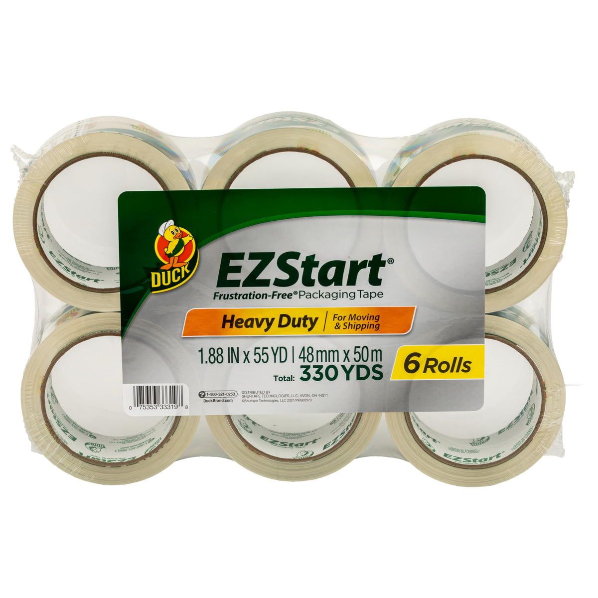 Duck Brand EZ Start Packing Tape Refill Rolls, 1.88 in x 54.6 Yds, 6 Rolls