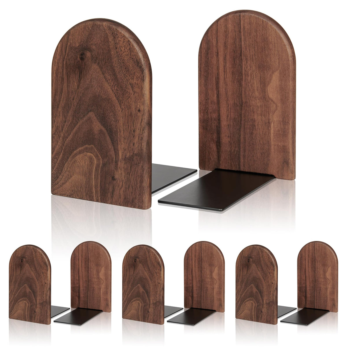 Book Ends,2 Pair Medium Bookends Wood Book Ends Universal Economy Bookend (2, Medium)