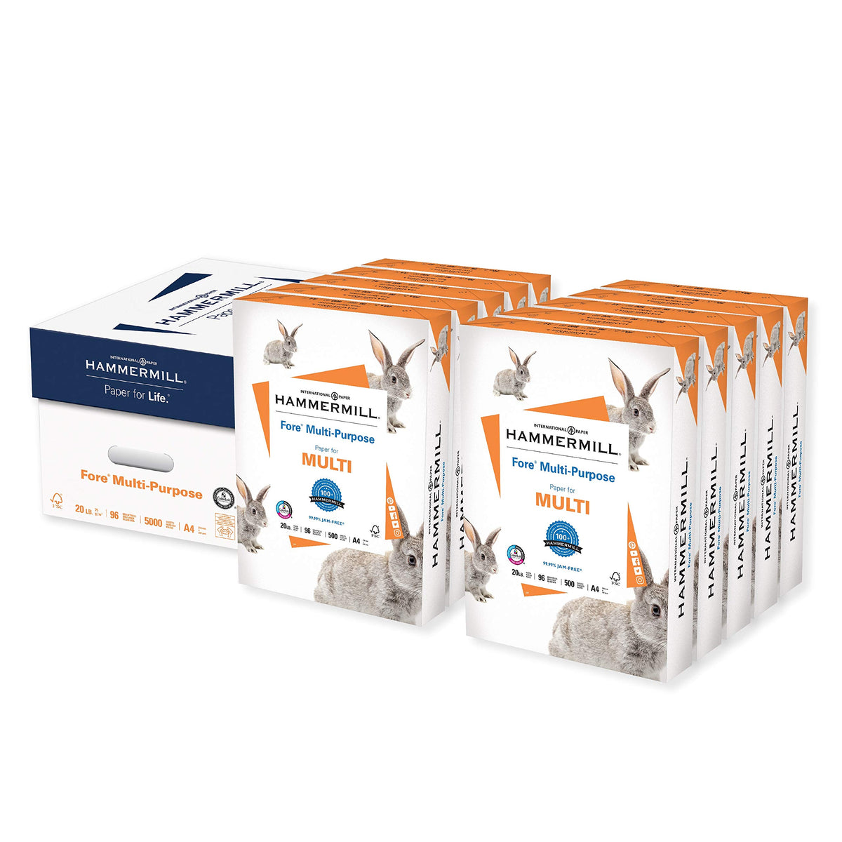 Hammermill Printer Paper, Fore Multipurpose 20 lb Copy Paper, 8.5 x 11-96 Bright, Made in the USA, 103267C (10 Ream, 5000 Sheets Total)