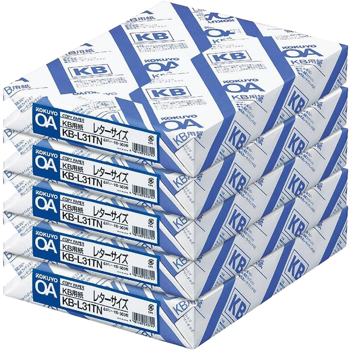 Kokuyo Letter Size 8.5 x 11 inches KB Paper, 1 Ream (500 Sheets), 80 Bright White Copy Printer Paper in Office/School/Home - 17 lb/64gsm Perfect for Printing, FSC Certified (KB-L31TN)