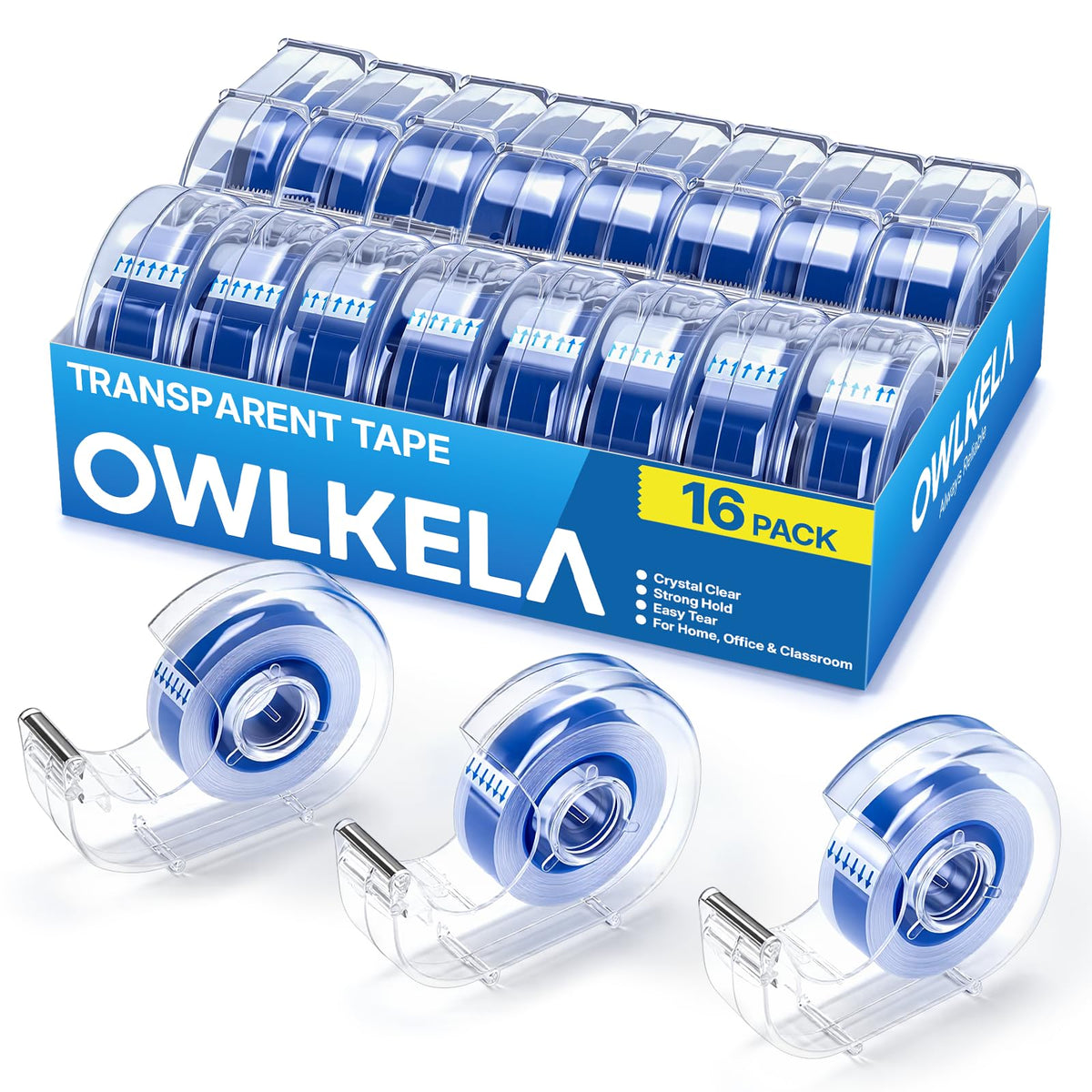 OWLKELA 32 Pcs Clear Tape Dispensers, 1 Inch Blue Core