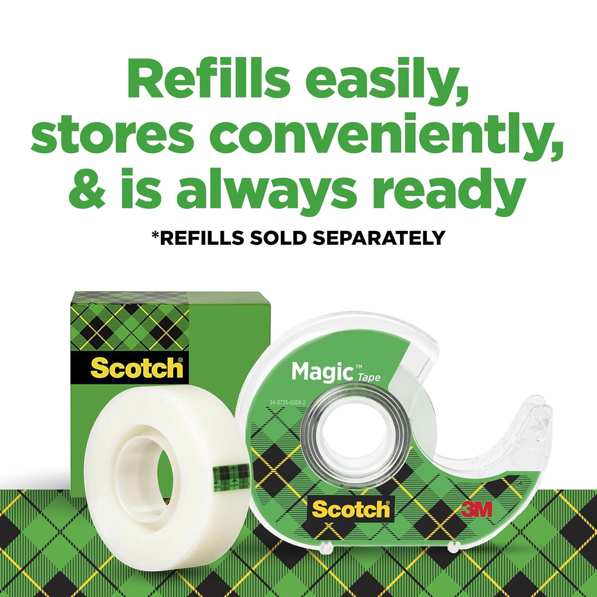 Scotch Magic Tape, 12 Rolls (2 x 6-Packs) Each with Dispenser, Invisible Matte Finish, Permanent Adhesive, 3/4 in x 350 in per Roll, Ideal for Home, School and Office