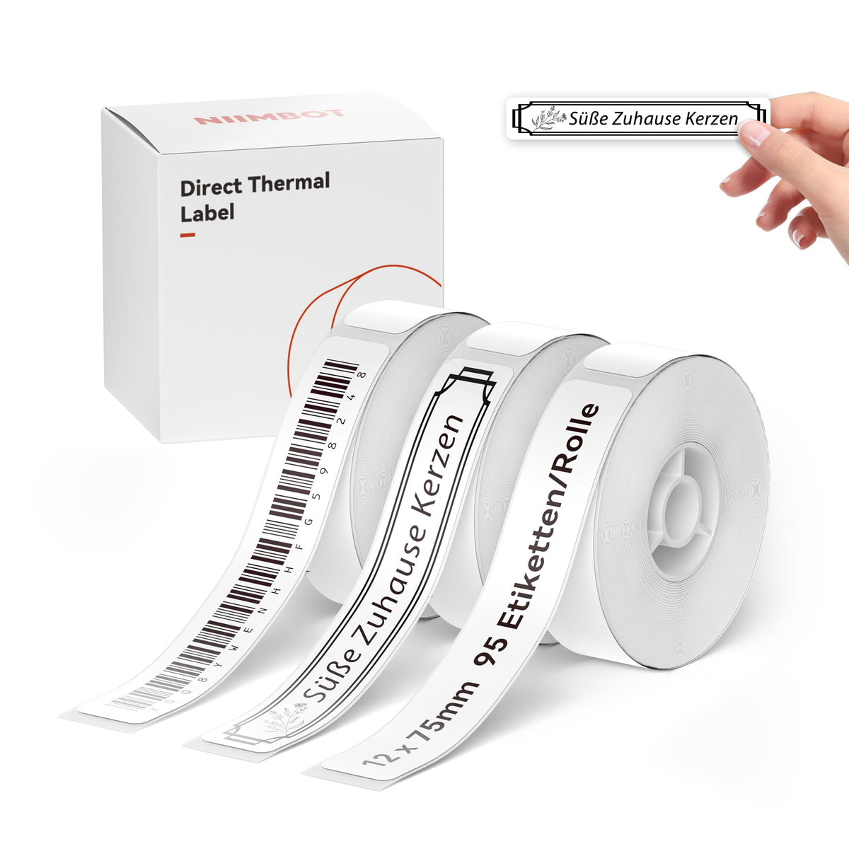 NIIMBOT D110/D11/D101 Labels, 0.55"×1.18" (14×30mm), 210 Labels/Roll, Clear