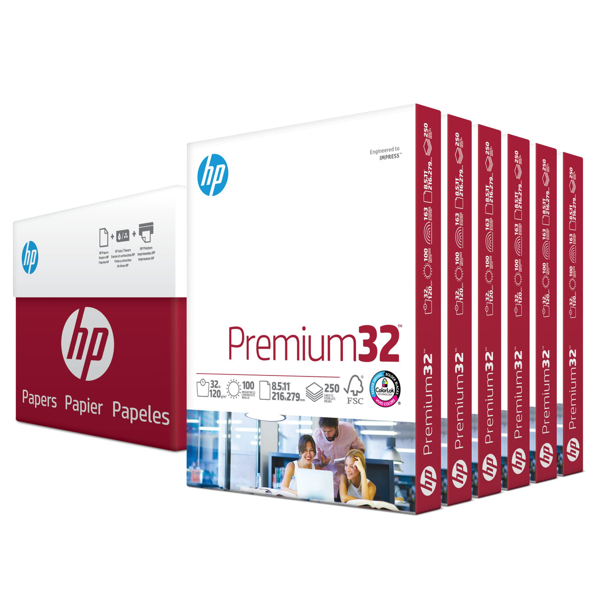 HP Printer Paper |8.5x11 Paper | Premium 32 lb | 1 Ream - 250 Sheets | 100 Bright | Made in USA – FSC Certified | 113500R