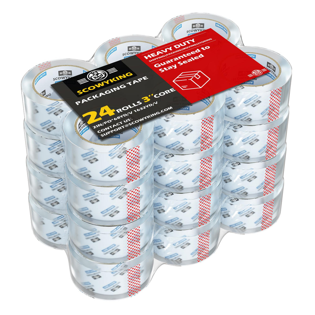 Clear Packing Tape Refills Heavy Duty,12 Pack,2.7 Mil,1.88"×68 Yd