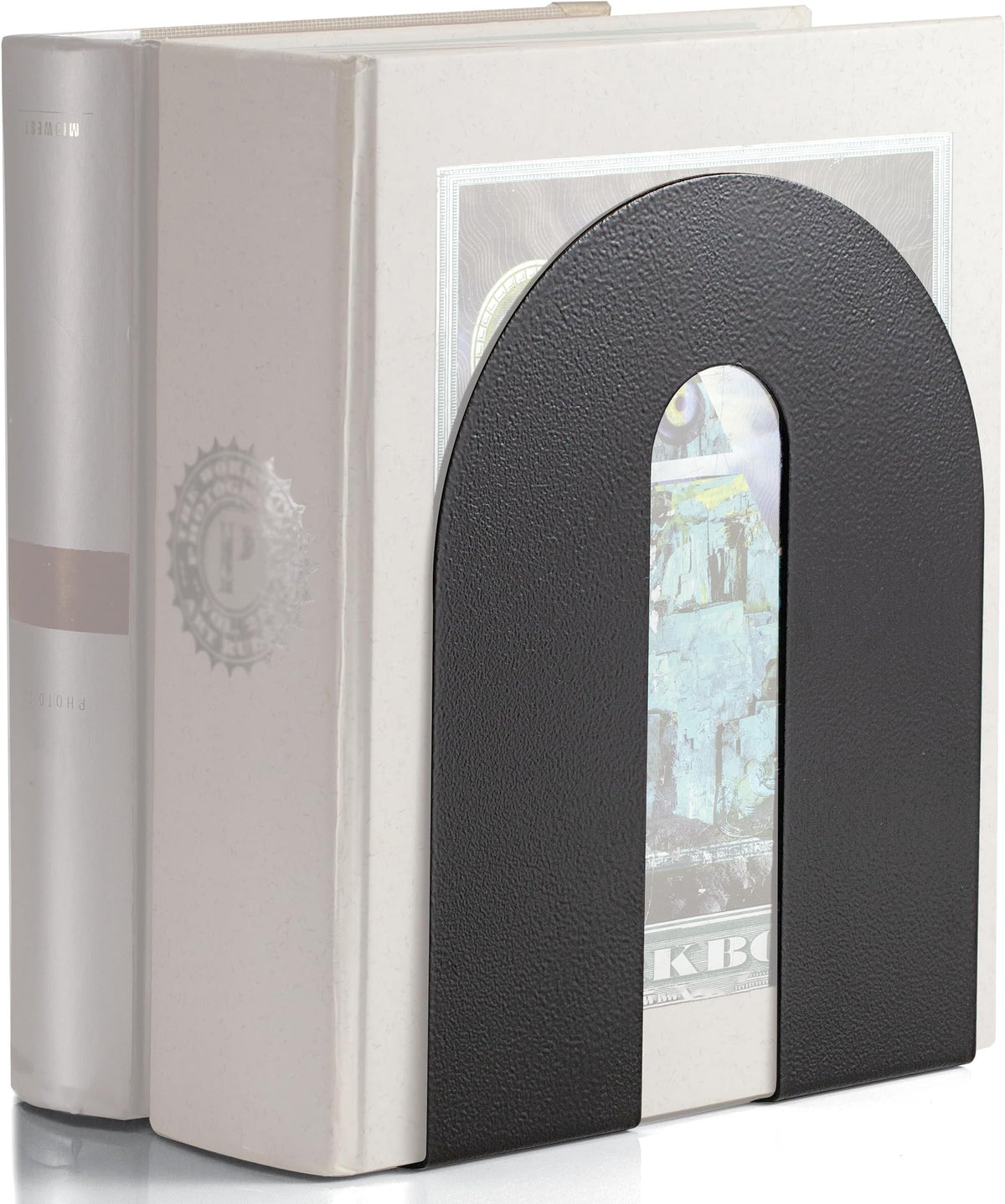 Officemate Heavy Weighted Metal Bookends Set of 2, 10-Inch Steel Book Ends for Shelves, Non-Skid Base Book Supports for Books, Binders, and Office Organization, Black