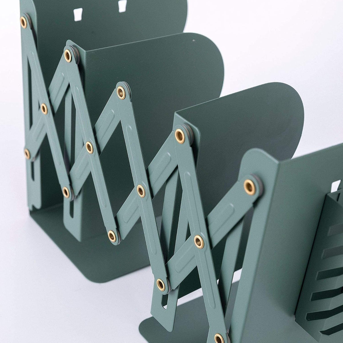 Metal Iron Book Ends Adjustable Bookends for Heavy Book Holder Heavy Duty Bookends Nonskid Bookcase Desktop Book Organizer Binder Holder (Green)